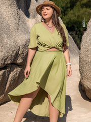 GC Curvy Emmaline V-Neck Top and High-Low Skirt Set