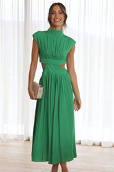 Out All Night Cutout Mock Neck Ruched Dress