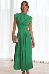 Out All Night Cutout Mock Neck Ruched Dress