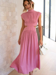 Out All Night Cutout Mock Neck Ruched Dress