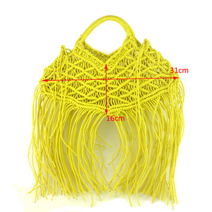 Sunday Special Hand Bag with Tassels in Off White