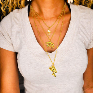 Egyptian Trio Charm Necklace in Gold - Granola Child
