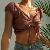 Baby Baby Drawstring Ruched Cropped Blouse