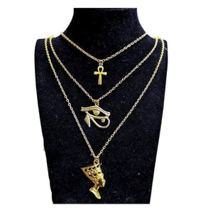 Egyptian Trio Charm Necklace in Gold - Granola Child