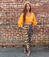 Nova black and white mud print high waisted jodhpur style pants with LOVE written in gold