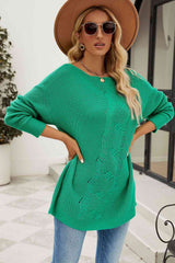 All This Time Boat Neck Dropped Shoulder Knit Top