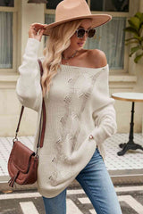 All This Time Boat Neck Dropped Shoulder Knit Top