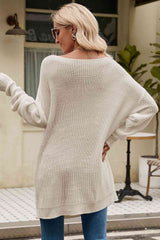 All This Time Boat Neck Dropped Shoulder Knit Top