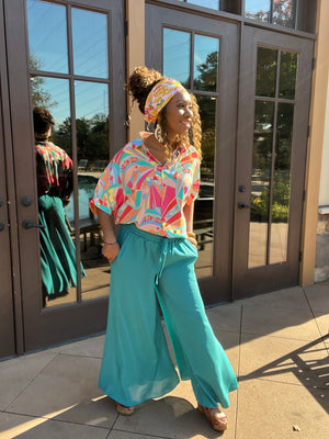 Celeste Drawstring Waist Wide Leg Pants