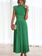 Out All Night Cutout Mock Neck Ruched Dress