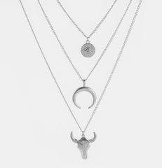 Lunar Bull Trio Pendant Necklace