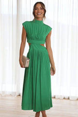 Out All Night Cutout Mock Neck Ruched Dress