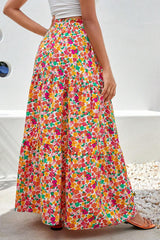 Fruity Flower Elastic Waist Maxi Skirt