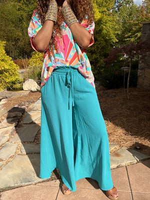 Celeste Drawstring Waist Wide Leg Pants