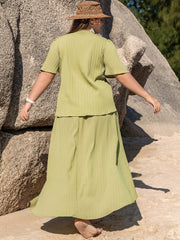 GC Curvy Emmaline V-Neck Top and High-Low Skirt Set