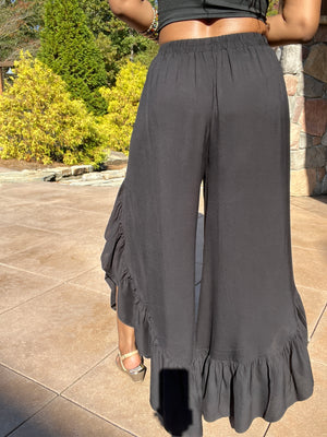 Cool Note Ruffle Trim Long Pants