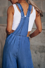 Suzie Lu Distressed Wide Leg Denim Overalls
