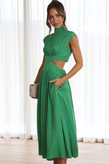 Out All Night Cutout Mock Neck Ruched Dress