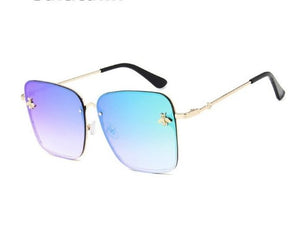 Square Bee Oversize Rimless Sunglasses