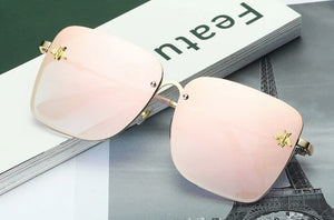 Square Bee Oversize Rimless Sunglasses