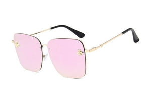 Square Bee Oversize Rimless Sunglasses