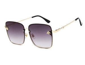 Square Bee Oversize Rimless Sunglasses