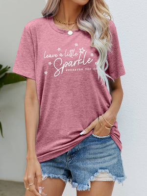 Graphic tee shirt in pink with white lettering 
