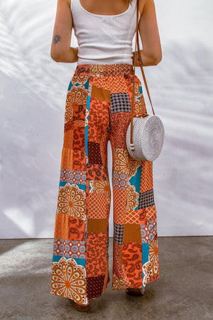 Mandie Bohemian Patchwork Drawstring Wide Leg Pants