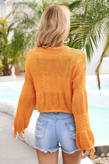Shauna Drawstring Hem Round Neck Cropped Cover Up