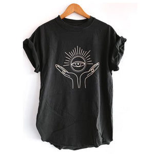 Third Eye Black Side Slit Short Sleeve Top