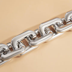 Exaggerated Square Chunky Chain Necklace in Silver - Granola Child