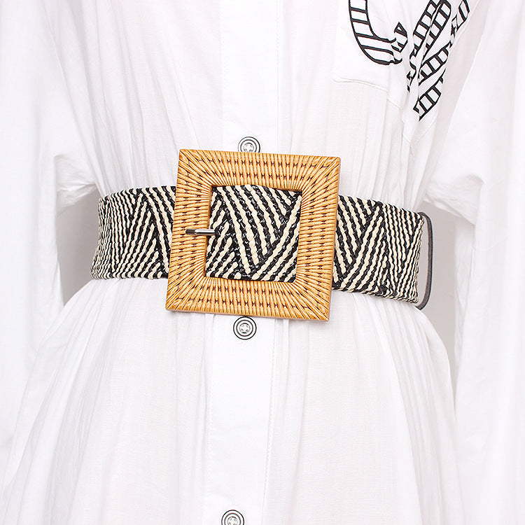 Striped Seaside Boho Buckle Belt
