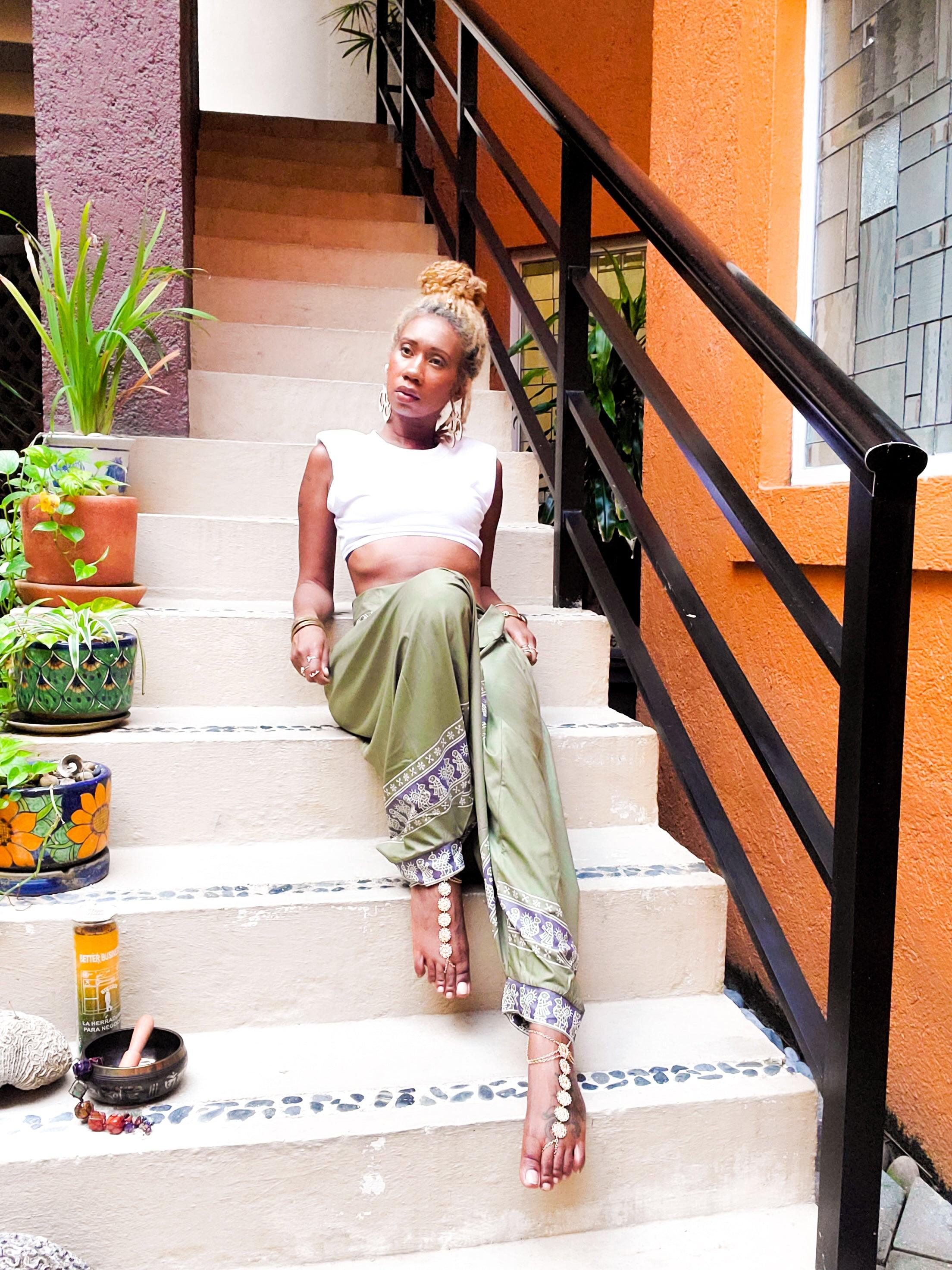 Ishani Harem Pants in Green - Granola Child