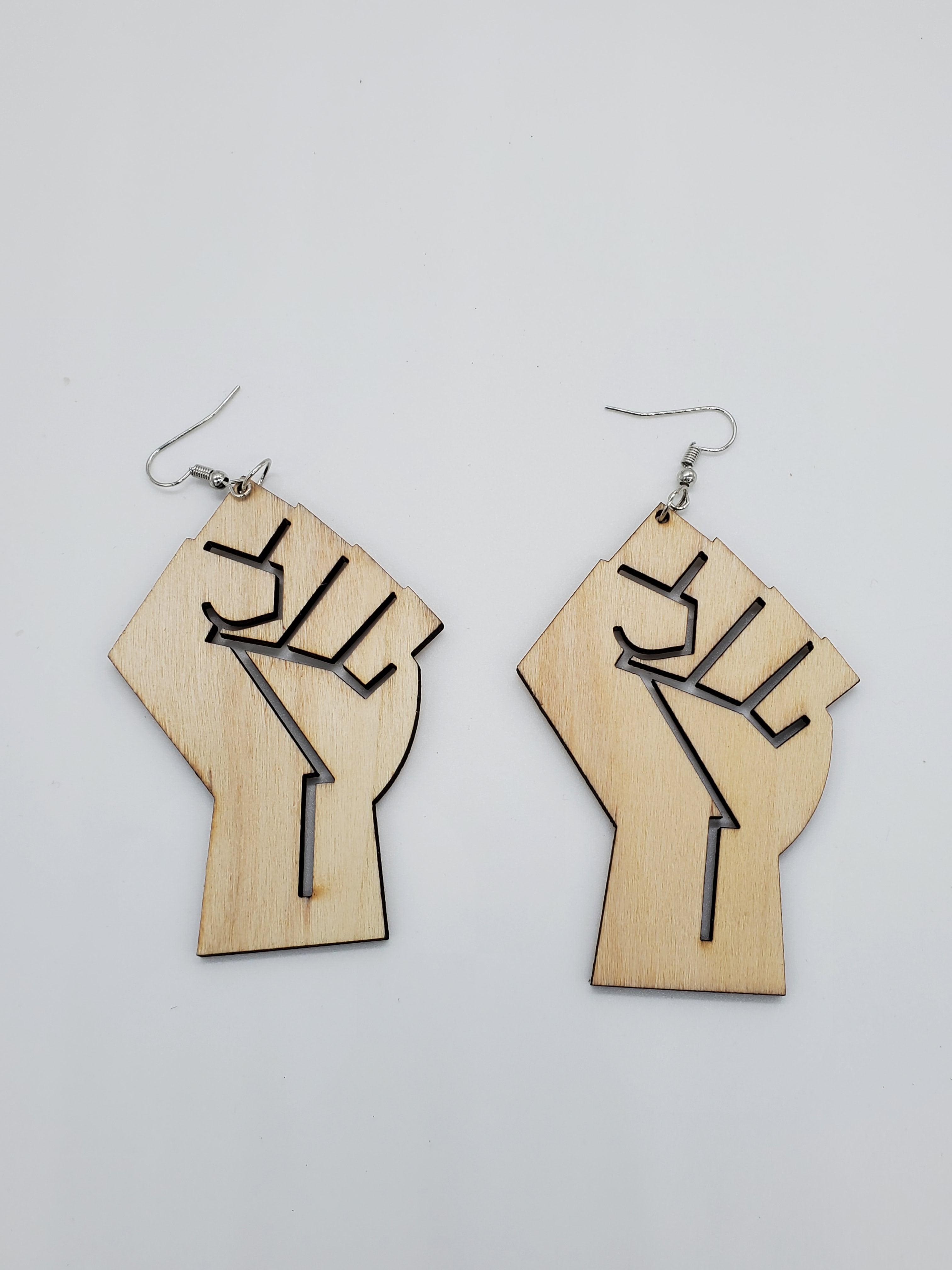 Resistance Fist Wooden Earring - Granola Child