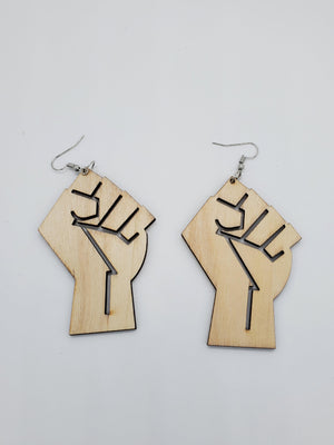 Resistance Fist Wooden Earring - Granola Child