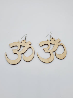 Yoga Om Symbol Wooden Earrings