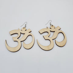 Yoga Om Symbol Wooden Earrings