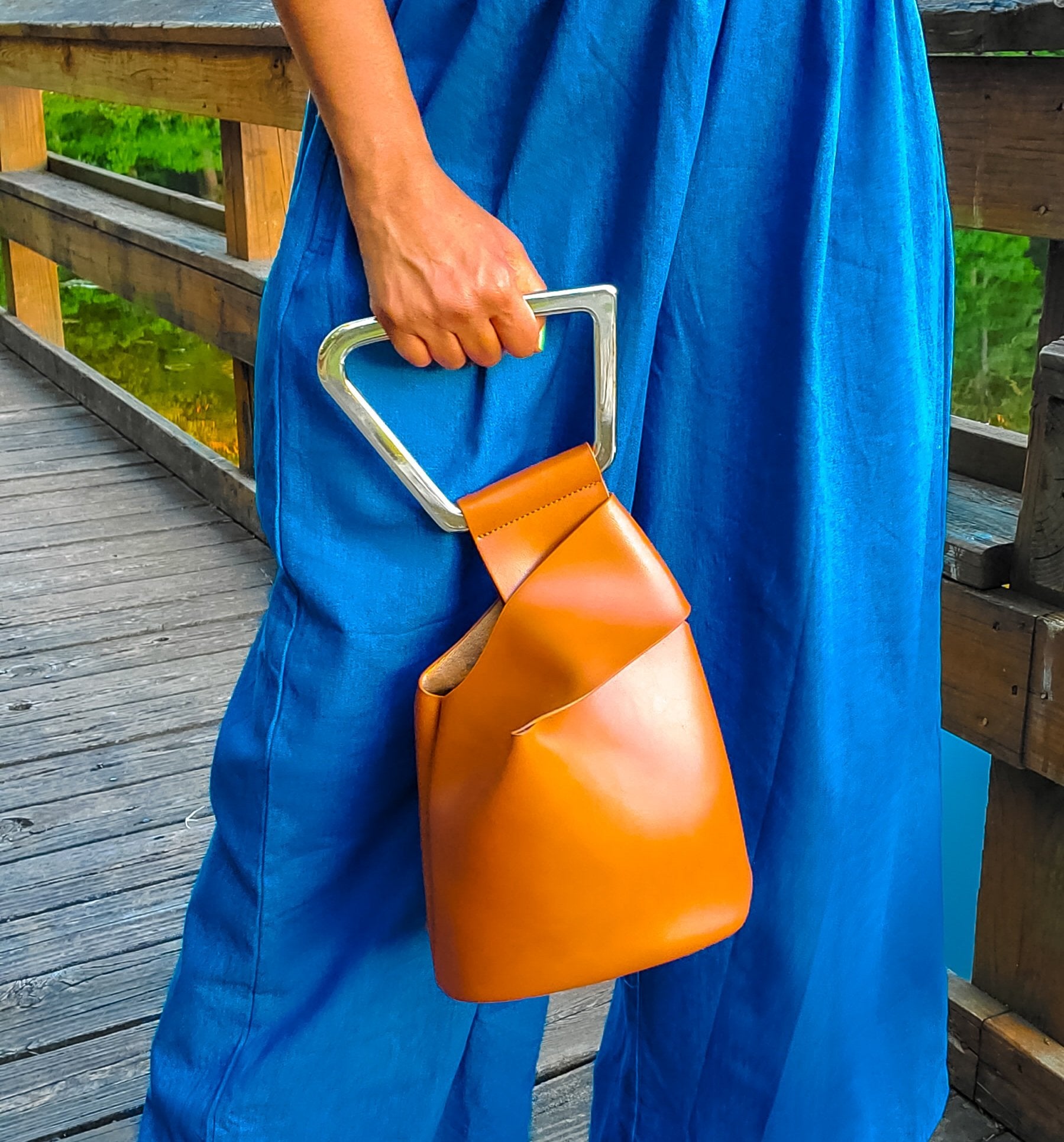 Twisted Bucket Bag in Brown