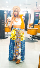 Vicki Yellow Plaid Print Loose Fit Long Skirt