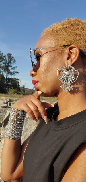 Latika Exaggerated Earrings in Silver - Granola Child