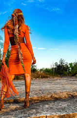 Sunday Special Hand Bag with Tassels in Orange