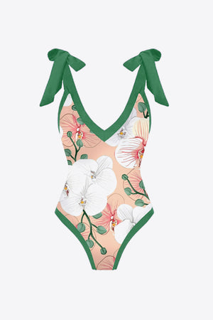 Mameha Floral V-Neck Two-Piece Swim Set