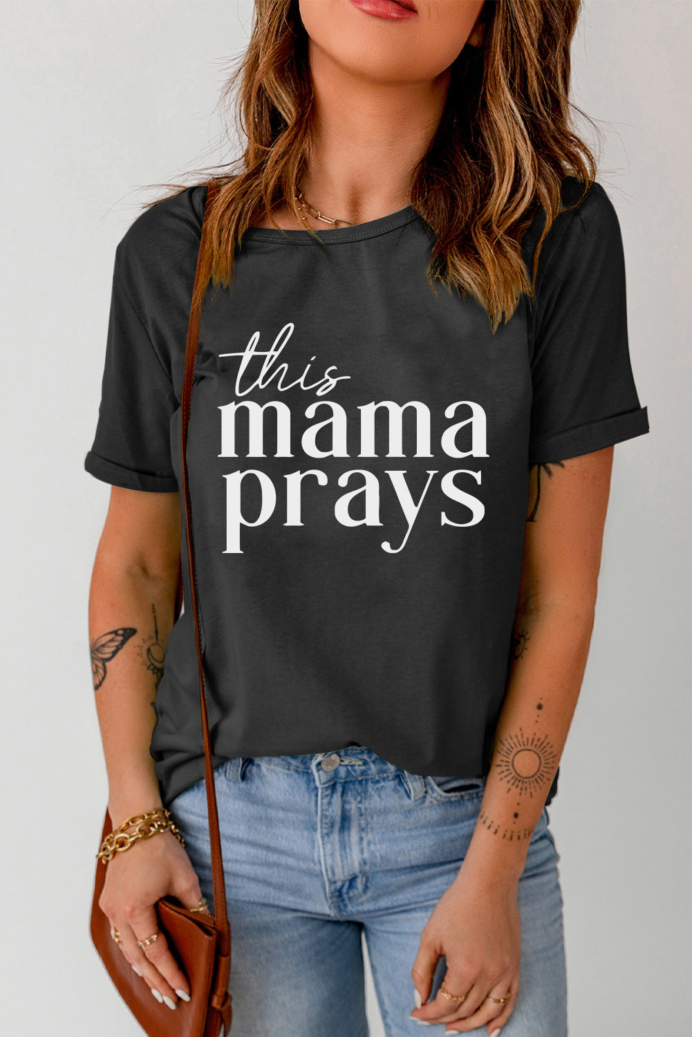 Black this Mama prays graphic tee