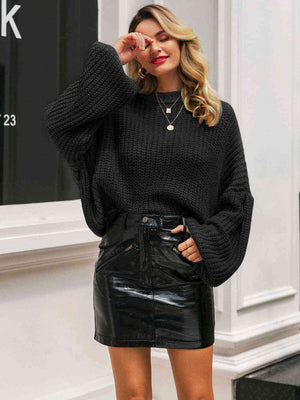 Right On Time Round Neck Long Sleeve Sweater