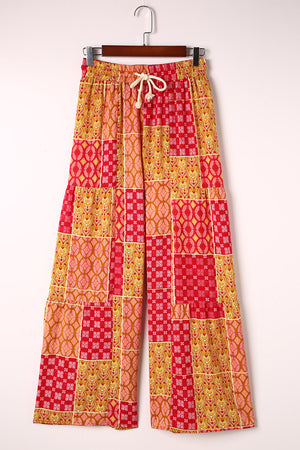 Mandie Bohemian Patchwork Drawstring Wide Leg Pants