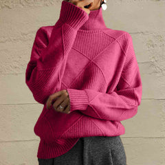 Tammy Geometric Turtleneck Long Sleeve Sweater