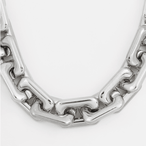 Exaggerated Square Chunky Chain Necklace in Silver - Granola Child