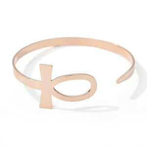 Egyptian Ankh Thin SS Cuff Bracelet - Granola Child