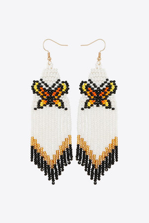 Yellow Butterfly beaded dangle earrings 