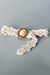 Braided Belt trimmed with small natural seashells and Wood Buckle